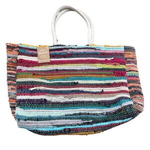 Studio Mabelle Eco-Friendly Multicolor Woven Tote Bag 22”x15”x6” All Natural Dur